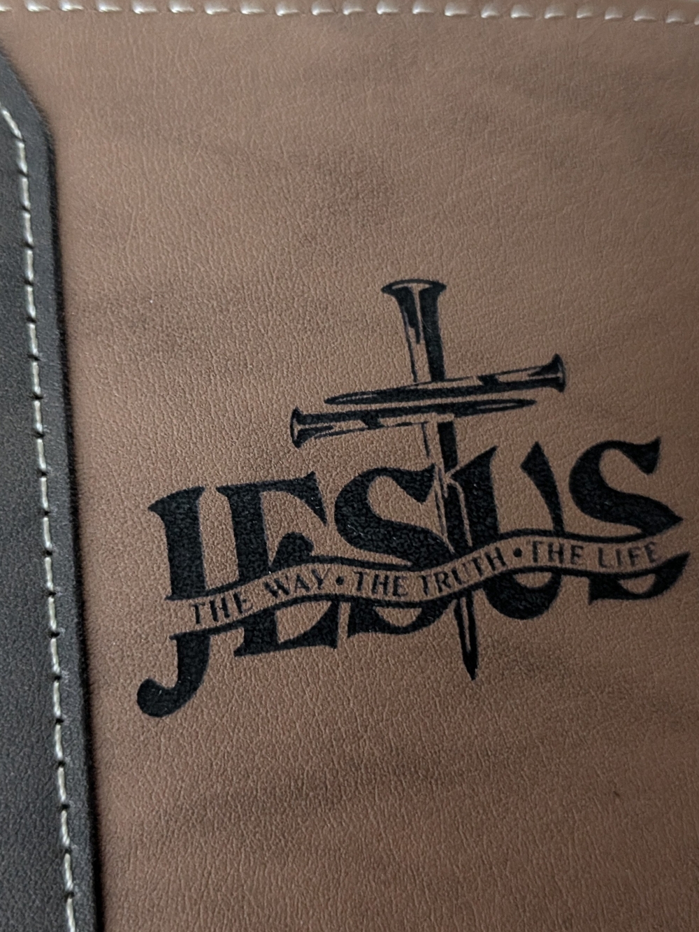 Men's Brown Leather Wallet  with 'Jesus' Embossed Design
